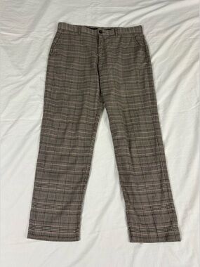Zara Women Beige Plaid Straight Dress Pants Size 32